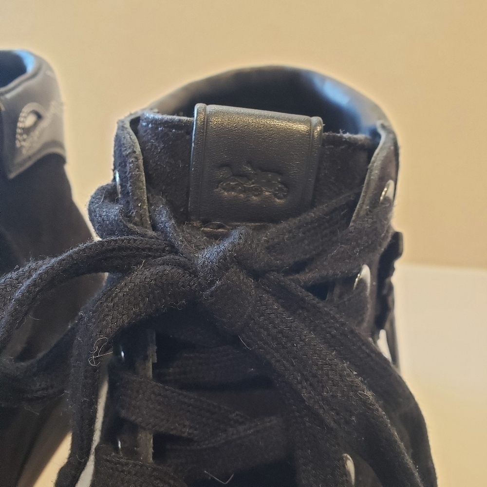 Coach Black Suede High Top Shoes Tassel Sneakers
